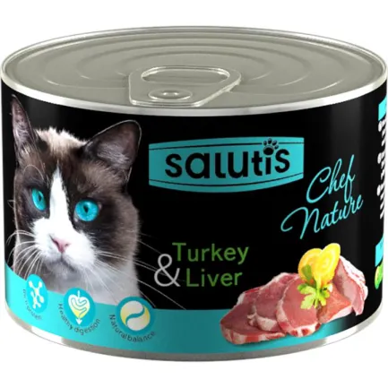 Salutis (Салютис) Chef Nature Turkey Liver консерва для котів паштет з індичкою та печінкою, 190 г