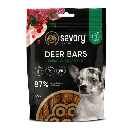 Джерки Savory Bars With Venison, батончики з олениною, 100 г