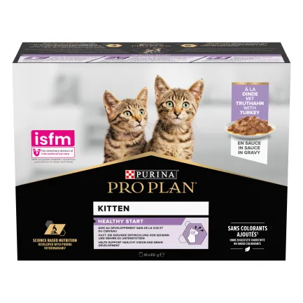 Вологий корм PRO PLAN Kitten Healthy Start для кошенят шматочки у підливці з індичкою 10x85 г — Фото 1