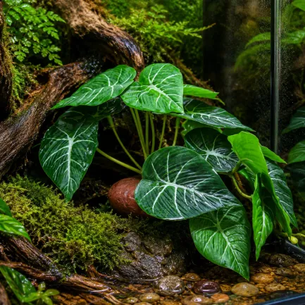 Штучна рослина Hobby Alocasia 1 24 × 14 см (37717) для тераріуму, акватераріуму та палюдаріуму — Фото 2