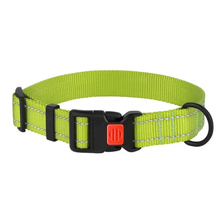 Нашийник для Собак BronzeDog Active Нейлоновий зі Світловідбиттям та Пластиковою Пряжкою Салатовий L — Фото 2