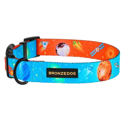 Нашийник для собак BronzeDog Urban Cosmos нейлоновий з пластиковою пряжкою Блакитний XL — Фото 2