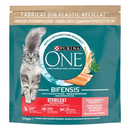 Сухий корм PURINA ONE Sterilcat для дорослих котів після стерилізації комплекс Bifensis з лососем 1,5 кг — Фото 1