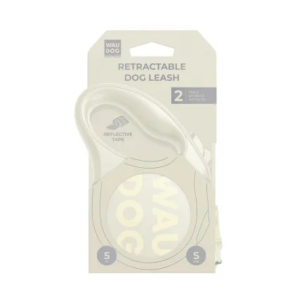 Повідець-рулетка для собак WAUDOG R-leash Monochrome White, S, до 15 кг, 5 м, світловідбивна стрічка, біла — Фото 2