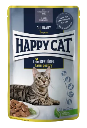 Вологий корм Happy Cat Culinary LandGeflügel у вигляді шматочків в cоусі для котів з птицею