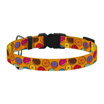 Нашийник для Котів BronzeDog Urban Fruits Нейлоновий з Пластиковою Пряжкою та Дзвіночком Пончики XS — Фото 2