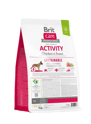 Сухий корм Brit Care Dog Sustainable Activity для собак з підвищеною активністю, з куркою та комахами, 3 кг — Фото 2