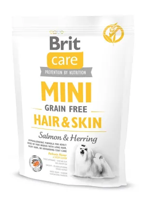 Сухий корм Brit Care GF Mini Hair &amp; Skin для собак мініатюрних порід, для шкіри та шерсті, з лососем та оселедцем, 400 г