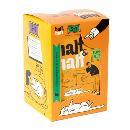 Набір вологих кормів Half&amp;Half "5+1" для стерилізованих котів, шматочки з індичкою в желе, паучі, 6 шт*100 г — Фото 2