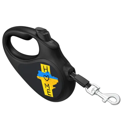 Повідець-рулетка для собак WAUDOG R-leash, малюнок "Дім", L, до 50 кг, 5 м, світловідбиваюча стрічка чорний — Фото 2