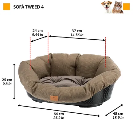 Ferplast SOFA' 4 TWEED BROWN Місце д/собаки пластик+чохол — Фото 1