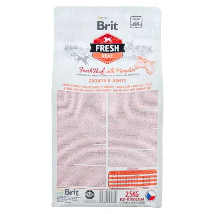 Сухий корм Brit Fresh для цуценят та молодих собак великих порід, з яловичиною та гарбузом, 2,5 кг — Фото 2
