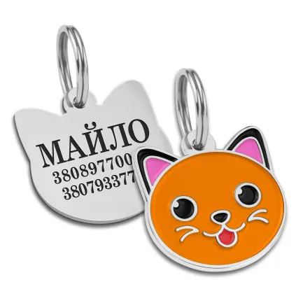 Емальований Адресник BronzeDog Котик Помаранчевий S