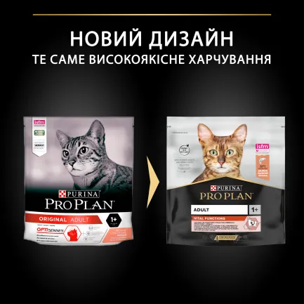 Сухий корм PRO PLAN Adult 1+ Vital Functions для дорослих котів з лососем 400 г — Фото 7
