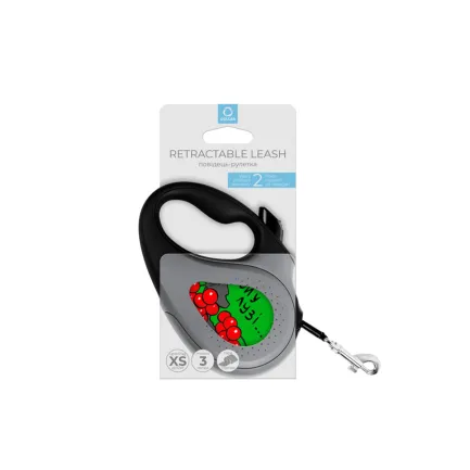 Повідець-рулетка для собак WAUDOG R-leash, малюнок "Калина", XS, до 12 кг, 3 м, світловідбиваюча стрічка чорний — Фото 4