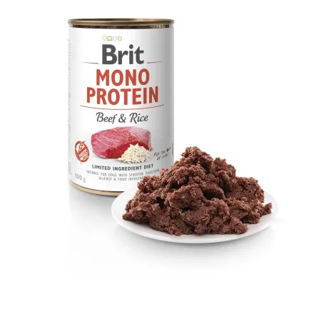 Вологий корм Brit Mono Protein Beef &amp; Rice для собак, з яловичиною та рисом, 400 г — Фото 1