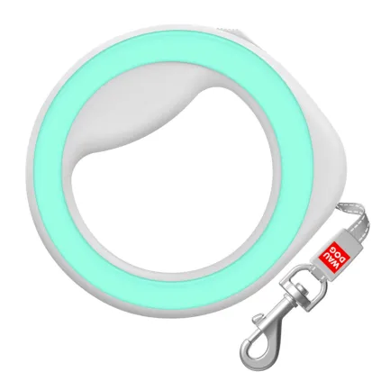 Повідець-рулетка для собак WAUDOG R-leash, кругла, XS-M, до 40 кг, 2,9 м, світловідбиваюча стрічка салатовий — Фото 1