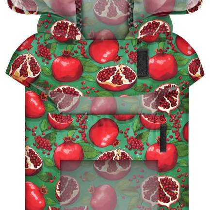 Дощовик-накидка з капюшоном для собак WAUDOG Clothes, малюнок "Гранати", S, А 32-35 см, B 41-52 см, С 26-33 см — Фото 3