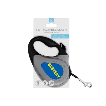 Повідець-рулетка для собак WAUDOG R-leash, малюнок "Сміливість", S, до 15 кг, 5 м, світловідбиваюча стрічка чорний — Фото 3