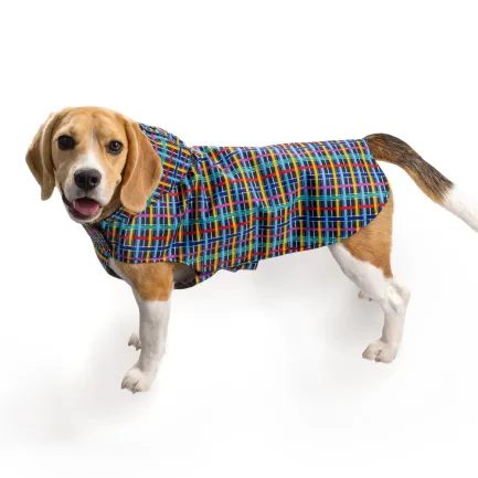 Дощовик для собак Barksi Textile з копюшоном Клітинка M — Фото 3