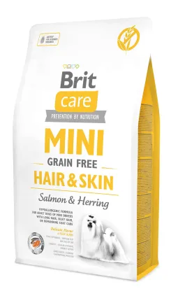Сухий корм Brit Care GF Mini Hair &amp; Skin для собак мініатюрних порід, для шкіри та шерсті, з лососем та оселедцем, 2 кг