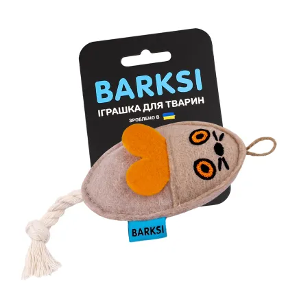 Іграшка для Котів Barksi Фетр Мишка з канатом Бежева