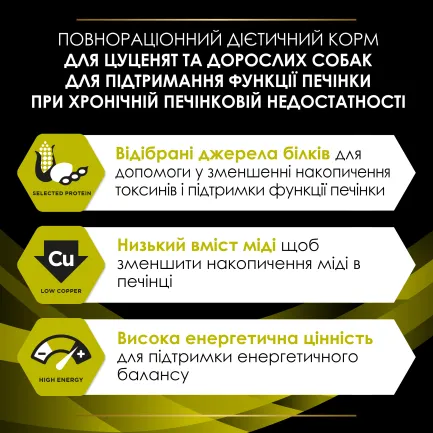 Сухий дієтичний корм PRO PLAN VETERINARY DIETS HP Hepatic для цуценят та дорослих собак для підтримання функції печінки при хронічній печінковій недостатності 3 кг — Фото 6