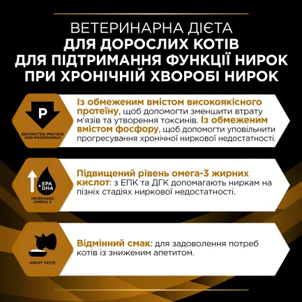 Сухий дієтичний корм PRO PLAN VETERINARY DIETS NF Renal Function Advanced Care для дорослих котів для підтримання функції нирок при хронічній хворобі нирок 350 г — Фото 5