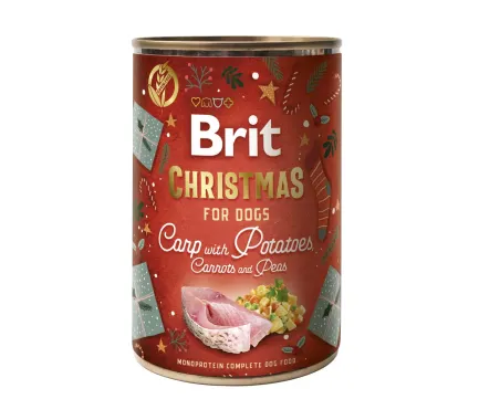 Корм вологий для собак Brit Mono Protein Christmas Carp with Potatoes різдвяна вечеря з коропом і картоплею 400 г
