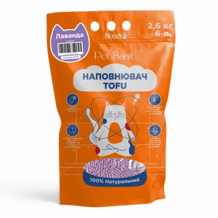 Наповнювач Tofu - лаванда 2,6 кг, 6 л, , ПетСаніт (PetSanit), MODES