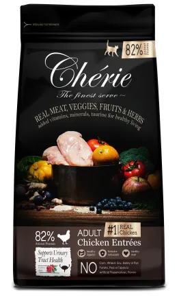 Cherie Dry Food Healthy Urinary Tract- Adult Chicken Entrees, Повнораціонний сухий корм для дорослих котів з куркою. Підтримка здоров'я сечовивідних шляхів. 400г