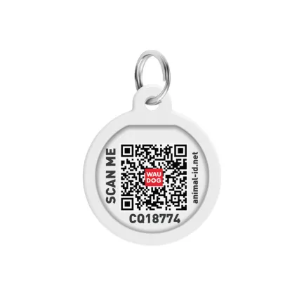 Адресник для собак і котів металевий WAUDOG Smart ID з QR паспортом, малюнок "Калина", коло, Д 25 мм — Фото 2