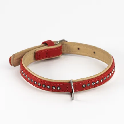 Нашийник "CoLLaR brilliance" зі стразами преміум класу (ширина 15мм, довжина 27-36см) червоний — Фото 1