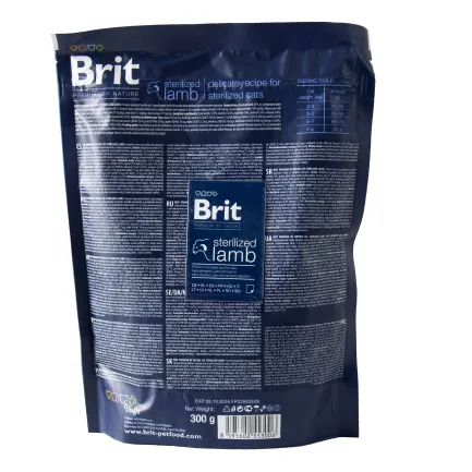 Сухий корм Brit Premium Cat by Nature Sterilized Lamb для стерилізованих котів, з ягням, 300 г — Фото 2