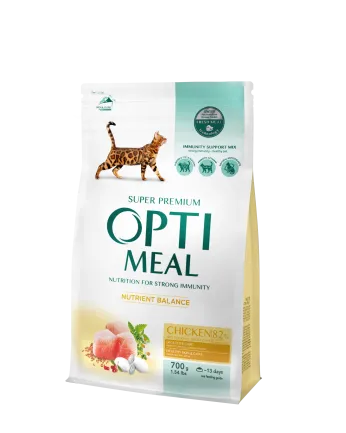 OPTIMEAL™. Повнораціонний сухий корм для дорослих котів - курка, 0,7 кг