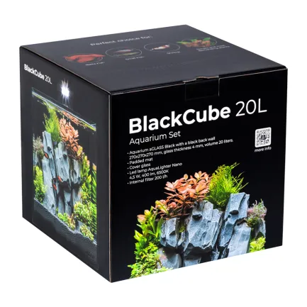 Акваріумний набір BlackCube 20 літрів, з чорною задньою стінкою, 27х27х27 см, скло 4 мм — Фото 1