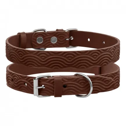 Нашийник для Собак Шкіряний BronzeDog Classic з тисненням Коричневий 2XS