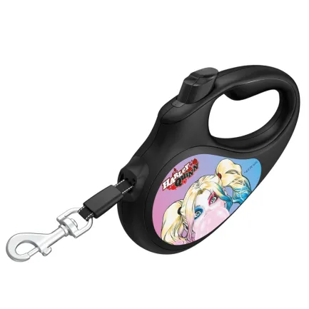 Повідець-рулетка для собак WAUDOG R-leash, малюнок "Харлі Квін", S, до 15 кг, 5 м, світловідбиваюча стрічка чорний — Фото 2