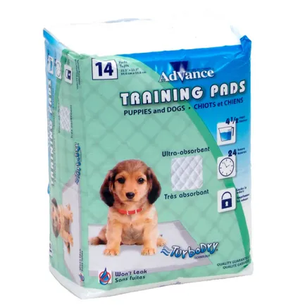 Advance Dog Training Pads АДВАНС ПЕЛЮШКА для собак, суперабсорбент з індикацією 59.6х59.6 см (14 пелюшок)