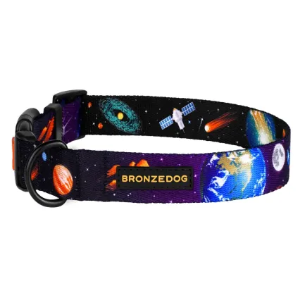 Нашийник для собак BronzeDog Urban Cosmos нейлоновий з пластиковою пряжкою Чорний M — Фото 2