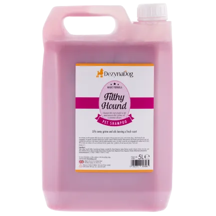 Шампунь Dezynadog Filthy Hound Deep Clean для глибокого очищення брудної шерсті дезодорує має стійкий аромат Пармської фіалки 5л
