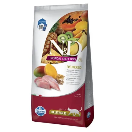 Сухий низькозерновий корм Farmina N&amp;D TROPICAL SELECTION для стерилізованих дорослих котів, курка з тропічними фруктами, 10 кг