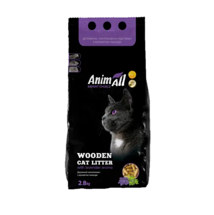 Деревний наповнювач AnimAll з ароматом лаванди, для котів, 2.8 кг