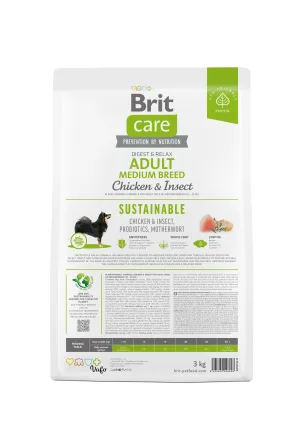 Сухий корм Brit Care Dog Sustainable Adult Medium Breed для собак середніх порід, з куркою та комахами, 3 кг — Фото 3