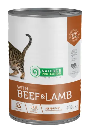 Вологий корм для дорослих котів з яловичиною та ягням Nature's Protection with Beef &amp; Lamb 400 г