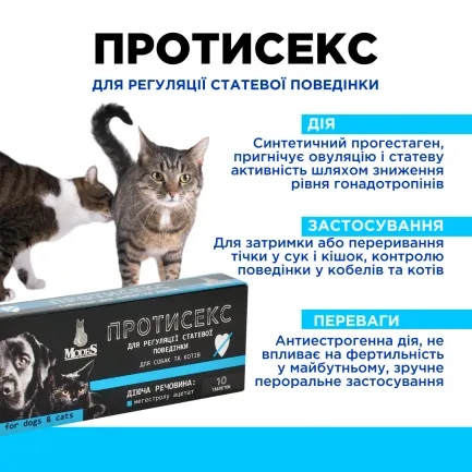 Протисекс таблетки для регуляції статевої поведінки для собак і котів 10 таб., MODES — Фото 3