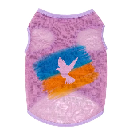 Майка для собак WAUDOG Clothes малюнок "Прапор", сітка, XS, B 26-29 см, C 16-19 см рожевий — Фото 1