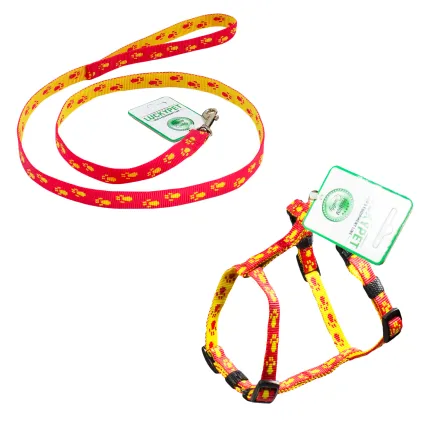Комплект капроновий Н-подібний "Лапки" червоно-жовтий 1,0/22-32/24-38, Lucky Pet