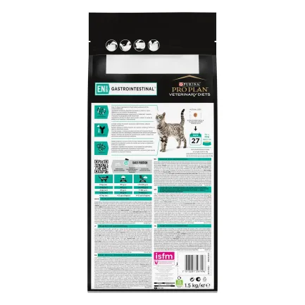 Сухий дієтичний корм PRO PLAN VETERINARY DIETS EN Gastrointestinal для кошенят та дорослих котів для зменшення розладів кишкової абсорбції та годівлі у період відновлення, одужання 1,5 кг — Фото 2