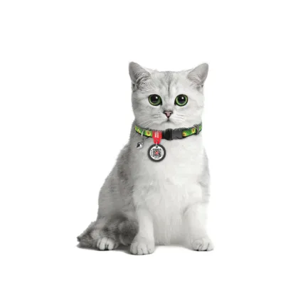 Нашийник для котів нейлоновий WAUDOG Nylon з QR паспортом, малюнок "Авокадо", пластиковий фастекс, Ш 10 мм, Дов 20-30 см — Фото 2